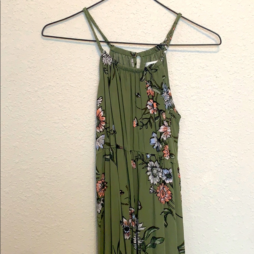 Olive green patterned dress